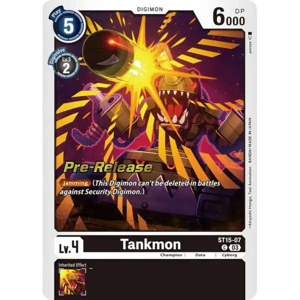 Digimon Trading Card Game Starter Deck 15: Dragon of Courage Pre-Release Cards Common Tankmon ST15-07
