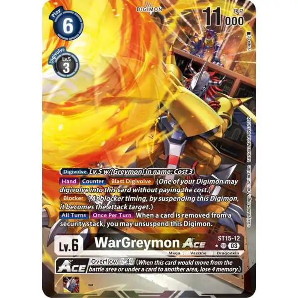 Digimon Trading Card Game Starter Deck 15: Dragon of Courage Super Rare WarGreymon ACE ST15-12 [Alternate Art]