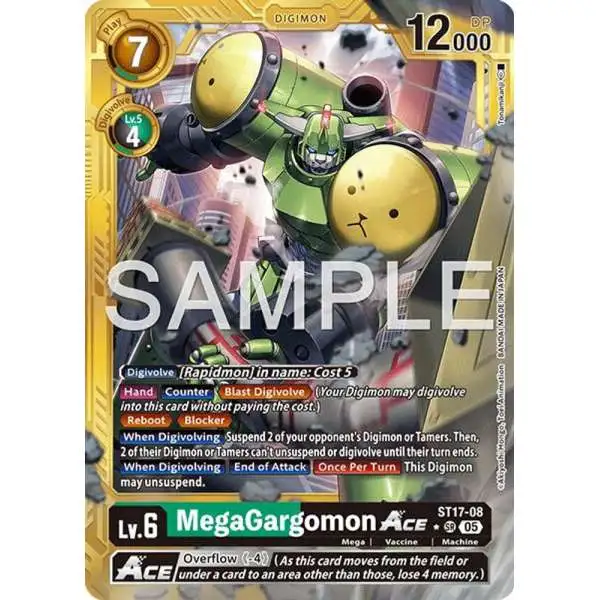 Trading Card Game Advanced Booster Digimon Generation Super Rare MegaGargomon ACE ST17-08 [Gold Border]