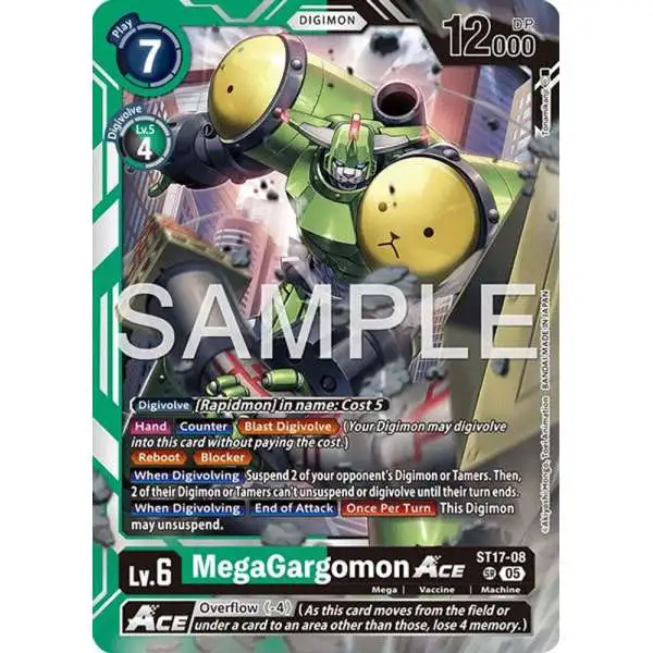 Trading Card Game Advanced Booster Digimon Generation Super Rare MegaGargomon ACE ST17-08 [Reprint]