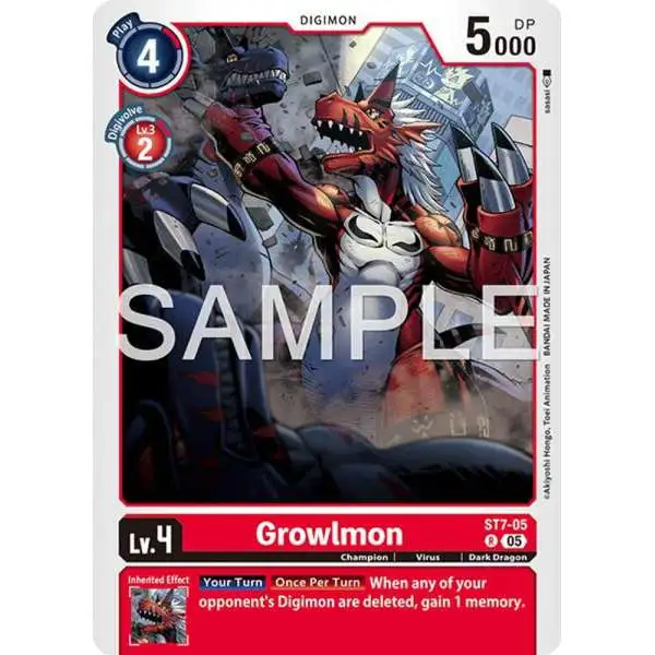 Trading Card Game Advanced Booster Digimon Generation Rare Growlmon ST7-05 [Reprint]