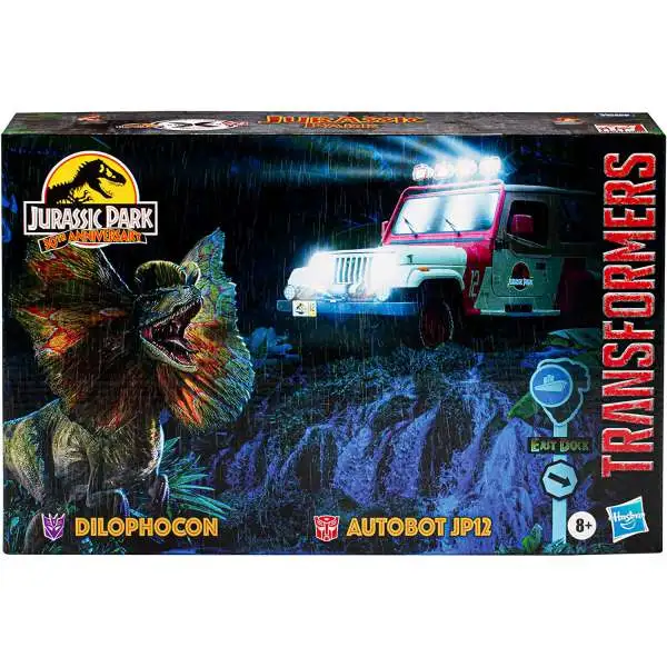 Jurassic Park 40th Anniversary Dilophocon & Autobot JP12 Exclusive Action Figure (Pre-Order ships May)