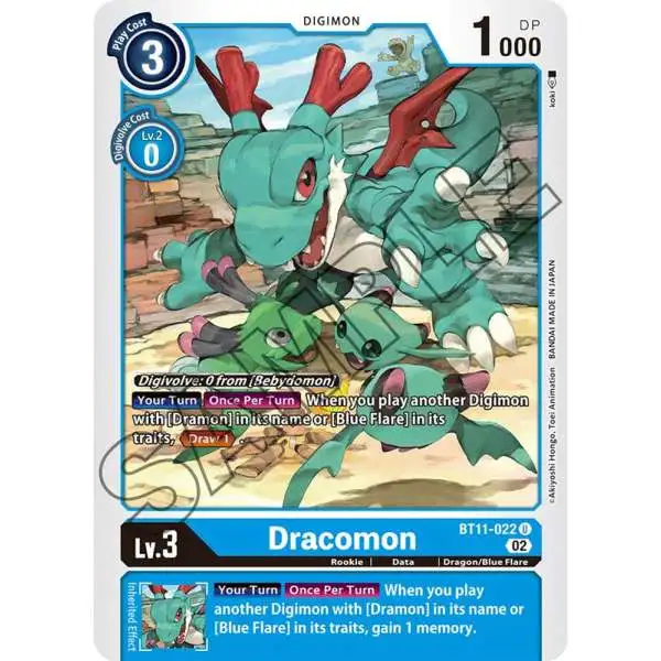 Digimon Trading Card Game Dimensional Phase Uncommon Dracomon BT11-022