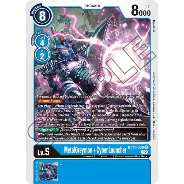 Digimon Trading Card Game Dimensional Phase Uncommon MetalGreymon + Cyber Launcher BT11-030
