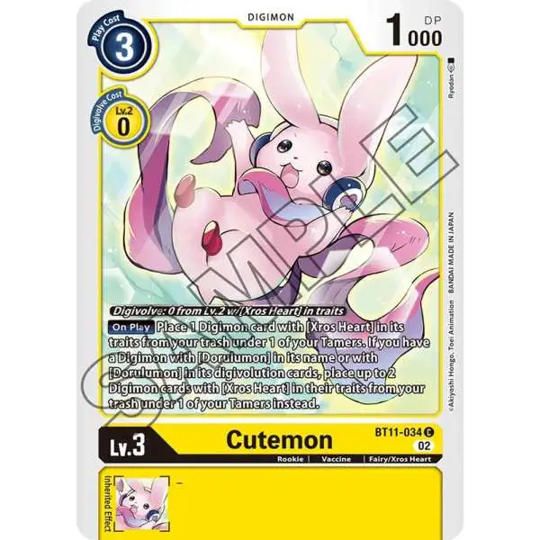 Digimon Trading Card Game Dimensional Phase Common Cutemon BT11-034