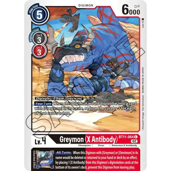 Digimon Trading Card Game Dimensional Phase Common Greymon (X Antibody) BT11-064