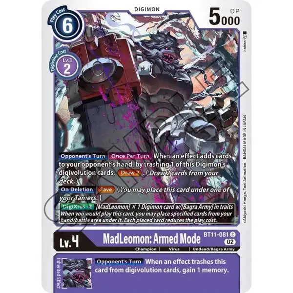 Digimon Trading Card Game Dimensional Phase Common MadLeomon: Armed Mode BT11-081