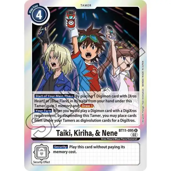 Digimon Trading Card Game Dimensional Phase Rare Taiki, Kiriha, & Nene BT11-095