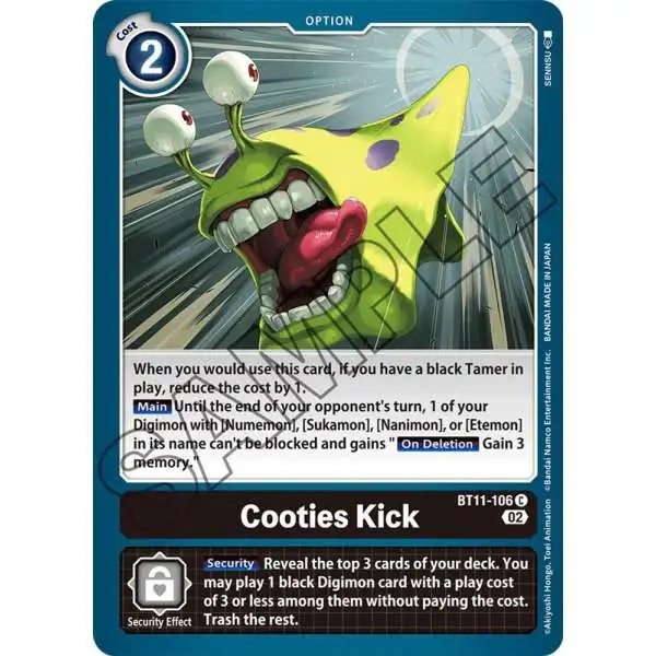 Digimon Trading Card Game Dimensional Phase Common Cooties Kick BT11-106