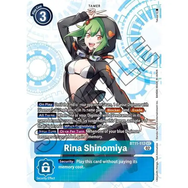 Digimon Trading Card Game Dimensional Phase Secret Rare Rina Shinomiya BT11-112