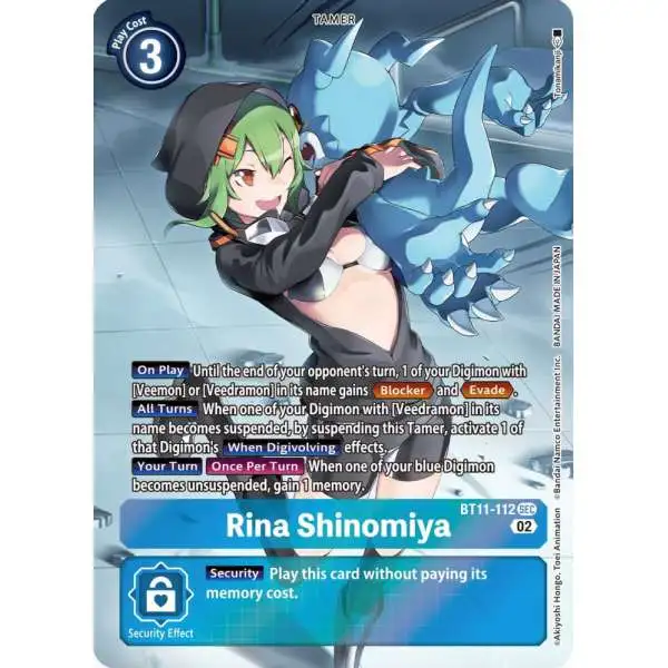Digimon Trading Card Game Dimensional Phase Secret Rare Rina Shinomiya BT11-112 [Alternate Art]
