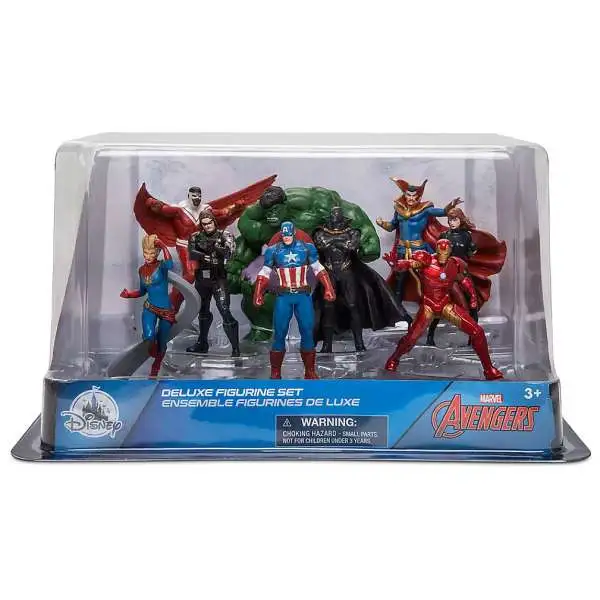 Disney Marvel Avengers Exclusive 9-Piece PVC Figure Deluxe Play Set [Captain America, Hulk, Iron Man, Black Panther, Black Widow, Doctor Strange, The Falcon, Winter Soldier & Captain Marvel]
