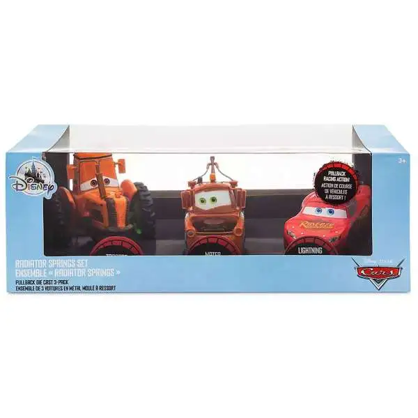 Disney / Pixar Cars Pull 'n' Race Radiator Springs Exclusive Diecast Car 3-Pack [Tractor, Mater & McQueen]