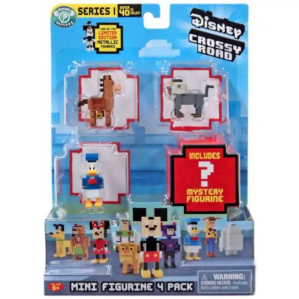Crossy Road Disney Bullseye, Rafiki & Donald & Mystery Figure Mini Figure 4-Pack