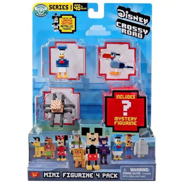 Crossy Road Disney Series 1 Donald, Zazu, Babyhead & Mystery Figure Mini Figure 4-Pack