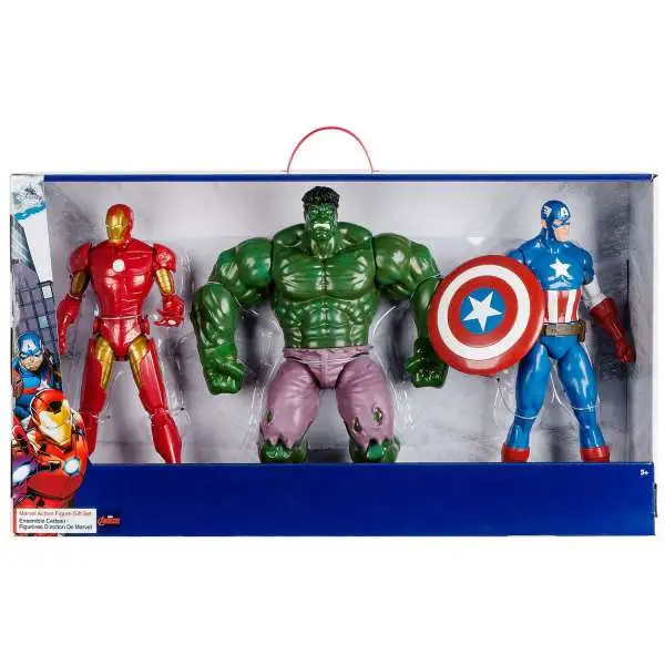 Disney Marvel Avengers Iron Man, Hulk & Captain America Exclusive Deluxe Action Figure 3-Pack Gift Set [Version 2 Package, Damaged Package]