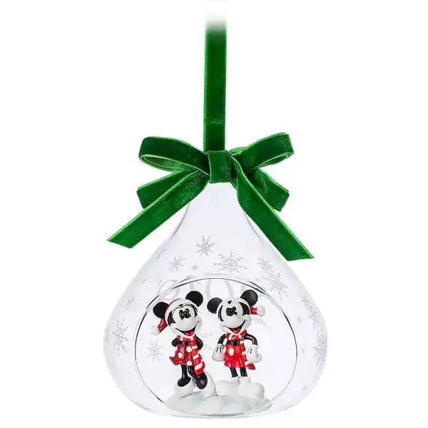 Disney 2019 Holiday Mickey & Minnie Mouse Exclusive Glass Drop Sketchbook Ornament
