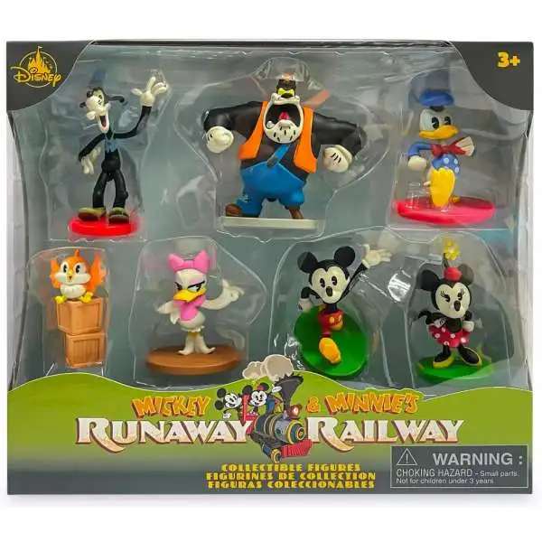 Disney Mickey & Minnies Runaway Railway Mickey, Minnie, Donald, Daisy, Goofy, Pete & Chuuby Exclusive 7-Piece PVC Figure Play Set