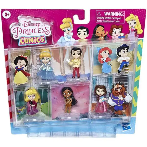 Disney Princess Comics Cinderella, Prince Charming, Belle, Pocahontas & Aurora Mini Figure 5-Pack [Glitter]