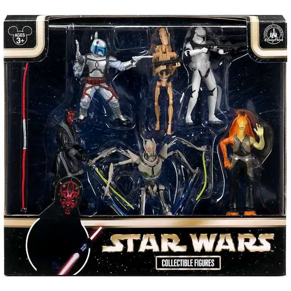 Disney Star Wars Prequel Collection Darth Maul, Jango Fett, General Grievous, Battle Droid, Clone Trooper & Jar Jar Binks Exclusive Action Figure 6-Pack