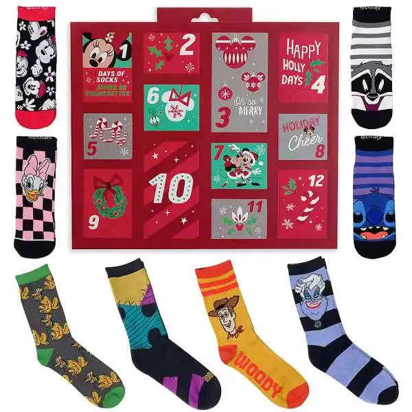Disney 12 Days of Socks 2020 Holiday Advent Sock Calendar for Women Exclusive [Ladies' Shoe Size: 4-10]