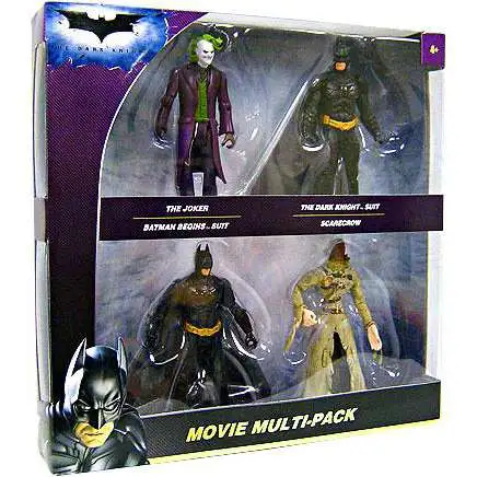 The Dark Knight Joker, Batman, Dark Knight & Scarecrow Action Figure 4-Pack [Movie Multipack, Damaged Package]