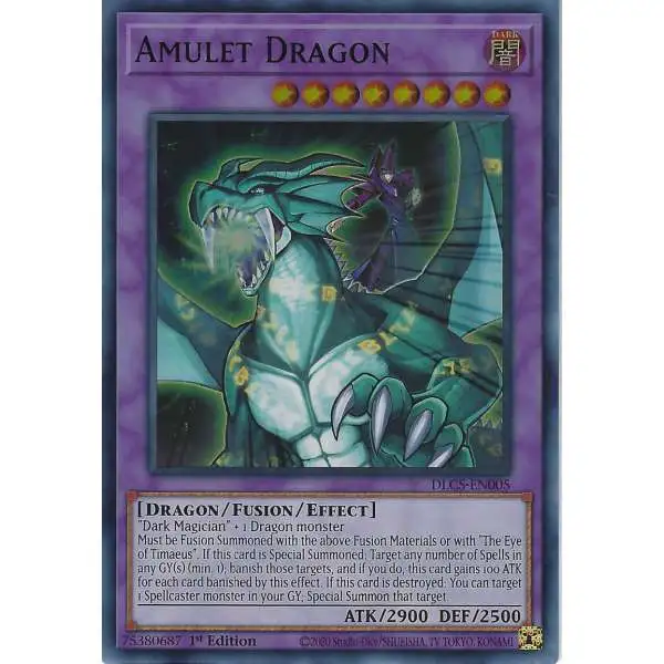 YuGiOh Trading Card Game Dragons of Legend: The Complete Series Ultra Rare Amulet Dragon DLCS-EN005 [Green Variant]