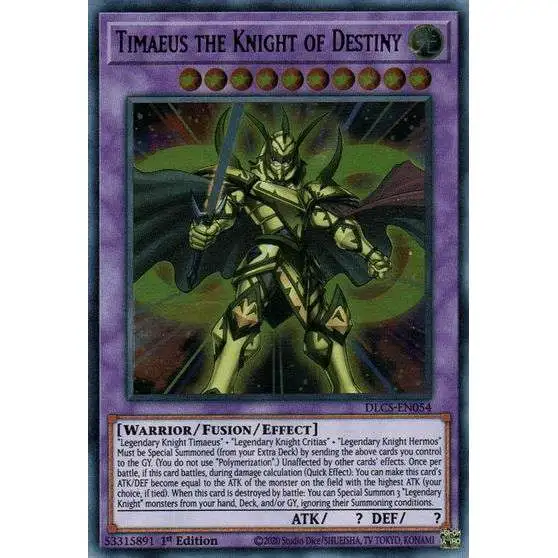 YuGiOh Trading Card Game Dragons of Legend: The Complete Series Ultra Rare Timaeus the Knight of Destiny DLCS-EN054