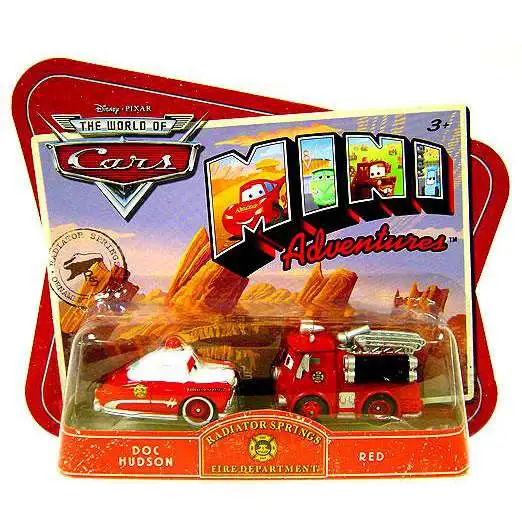 Disney / Pixar Cars The World of Cars Mini Adventures Radiator Springs Fire Department Plastic Car 2-Pack [Doc Hudson & Red]