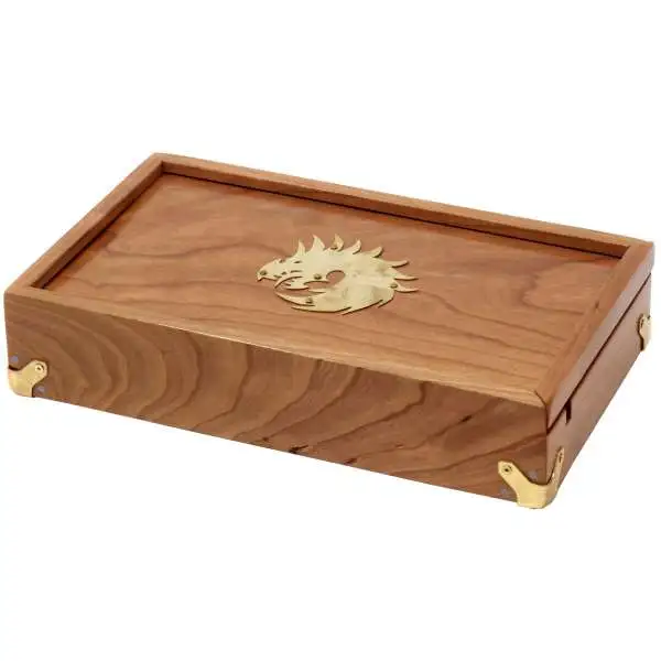 Dungeons & Dragons Dice Chest [Cherry Wood, Brass Corners, Red Felt Interior, Brass Dragon 1 Symbol]