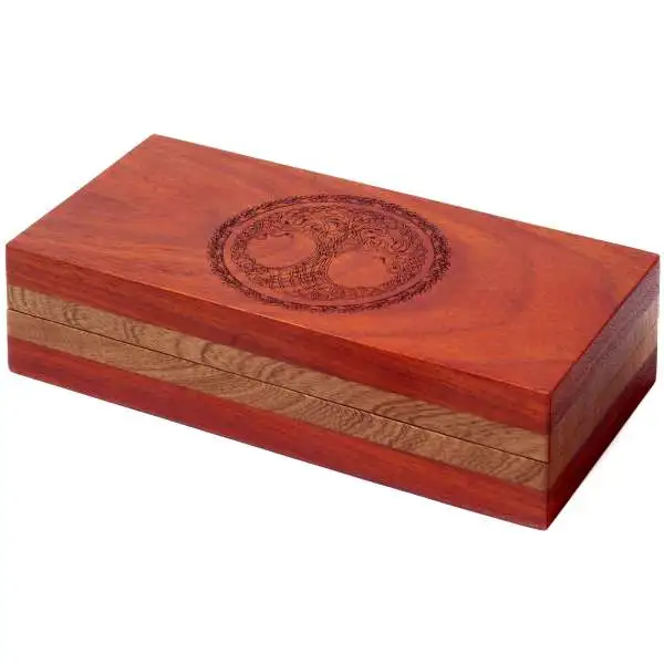 Dungeons & Dragons Sentinel Box [Padauk Wood, Triple Top, Open Bottom, Yggdrasil Engraving]