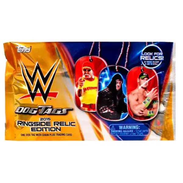WWE Wrestling Topps 2015 Ringside Relic Edition Dog Tag / Trading Card Pack