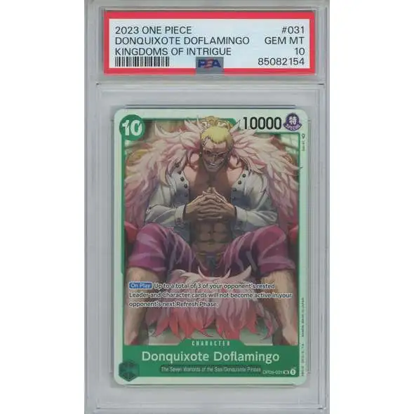 One Piece Trading Card Game Kingdoms of Intrigue Donquixote Doflamingo OP04-031 [PSA 10]