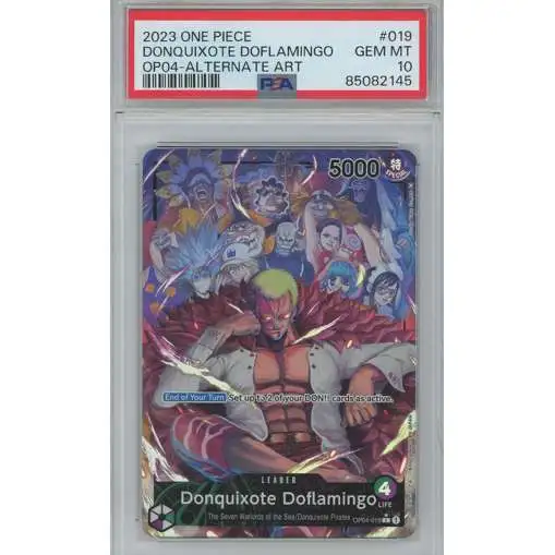 One Piece Trading Card Game Kingdoms of Intrigue Donquixote Doflamingo OP04-019 [Alternate Art] [PSA 10]
