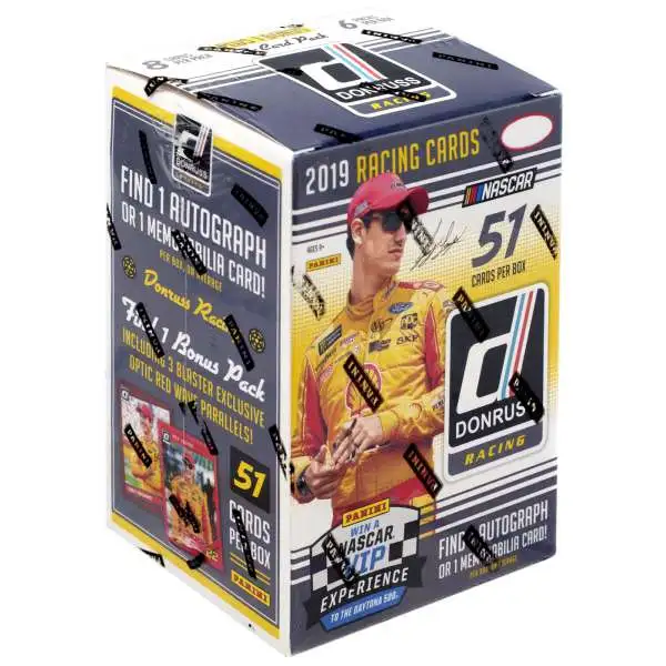 NASCAR Panini 2019 Donruss Racing Trading Card BLASTER Box [6 Packs, 1 Autograph OR Memorabilia Card]