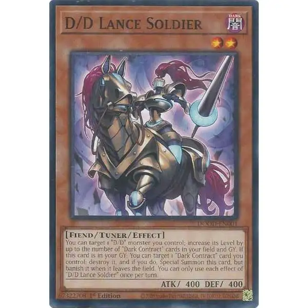 YuGiOh Trading Card Game Doom of Dimensions Common D/D Lance Soldier DOOD-EN001