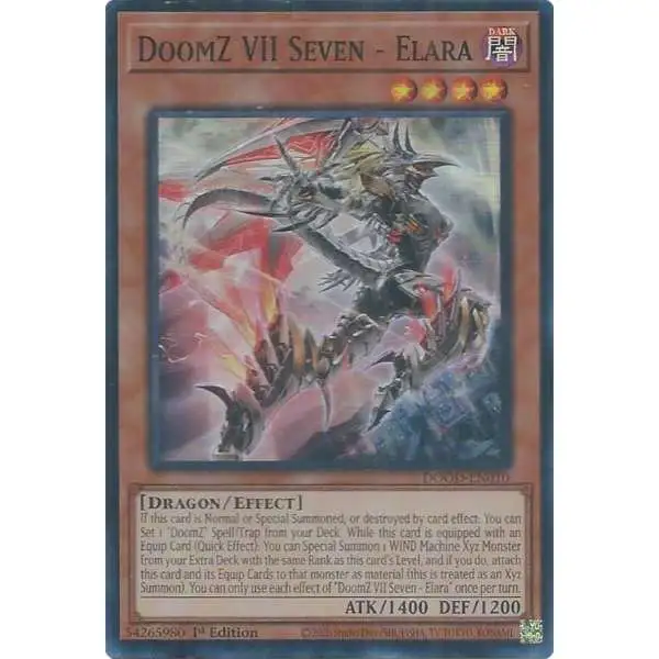 YuGiOh Trading Card Game Doom of Dimensions Super Rare DoomZ VII Seven - Elara DOOD-EN010