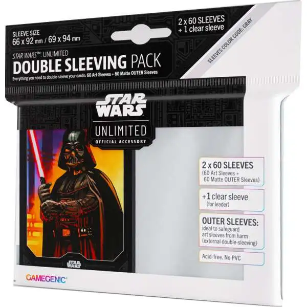 Star Wars: Unlimited Trading Card Game Official Accessory Darth Vader Double Sleeving Pack [61 Art Sleeves +1 Clear Sleeve]