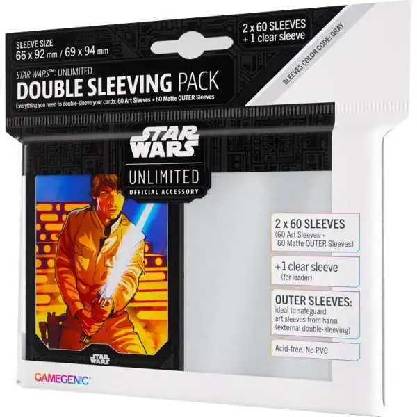 Star Wars: Unlimited Trading Card Game Official Accessory Luke Skywalker Double Sleeving Pack [61 Art Sleeves +1 Clear Sleeve]