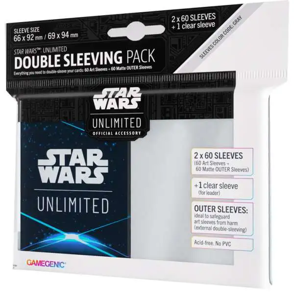 Star Wars: Unlimited Trading Card Game Official Accessory Space Blue Double Sleeving Pack [61 Art Sleeves +1 Clear Sleeve]