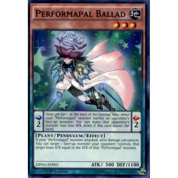 YuGiOh Trading Card Game Duelist Pack Dimensional Guardians Super Rare Performapal Ballad DPDG-EN002