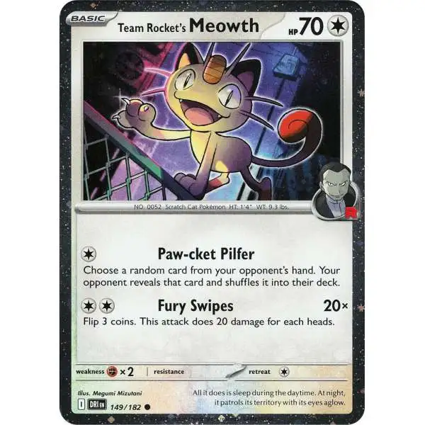 Pokemon Trading Card Game Destined Rivals Common Team Rocket's Meowth #149 [Cosmo Holo]