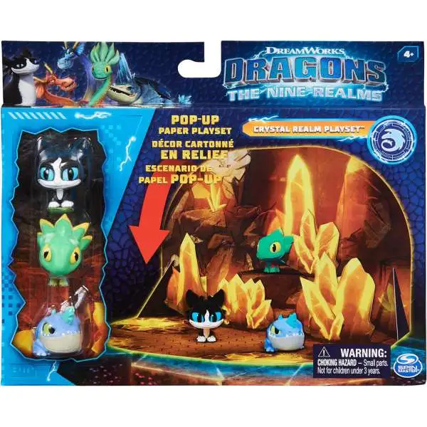 Dragons The Nine Realms Crystal Realms Pop-Up Paper Playset [with Thunder, Feathers & Plowhorn ]
