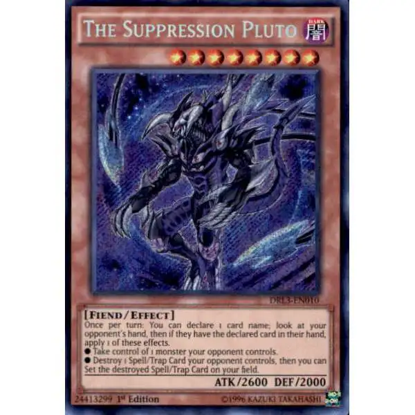 YuGiOh Trading Card Game Dragons of Legend: Unleashed Secret Rare The Suppression Pluto DRL3-EN010