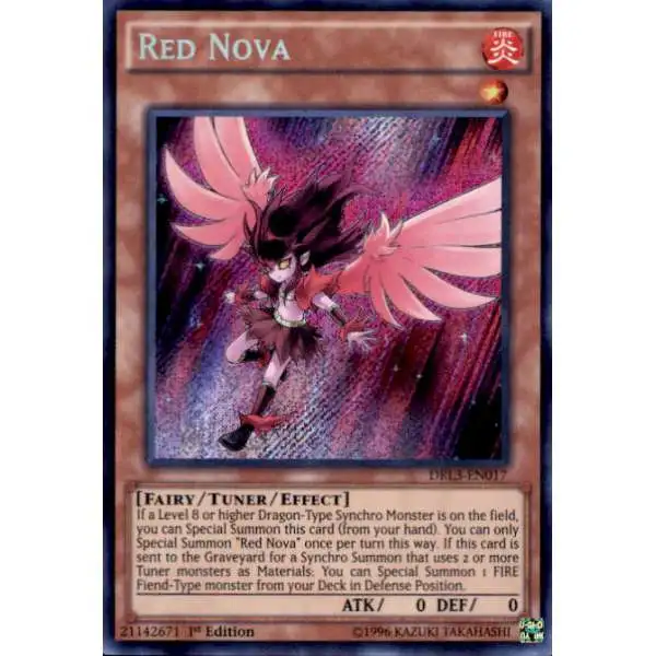 YuGiOh Trading Card Game Dragons of Legend: Unleashed Secret Rare Red Nova DRL3-EN017