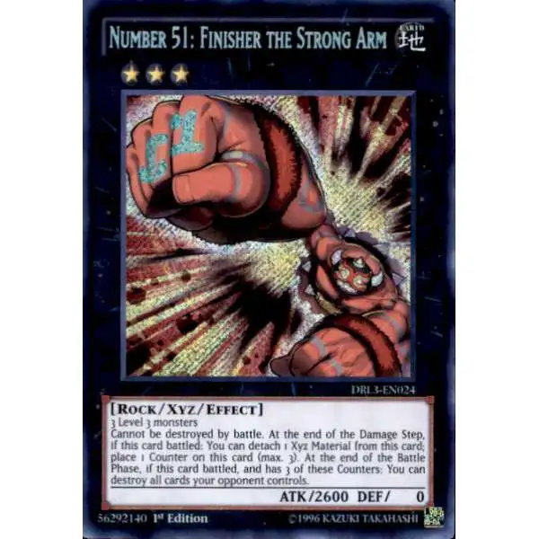 YuGiOh Trading Card Game Dragons of Legend: Unleashed Secret Rare Number 51: Finisher the Strong Arm DRL3-EN024