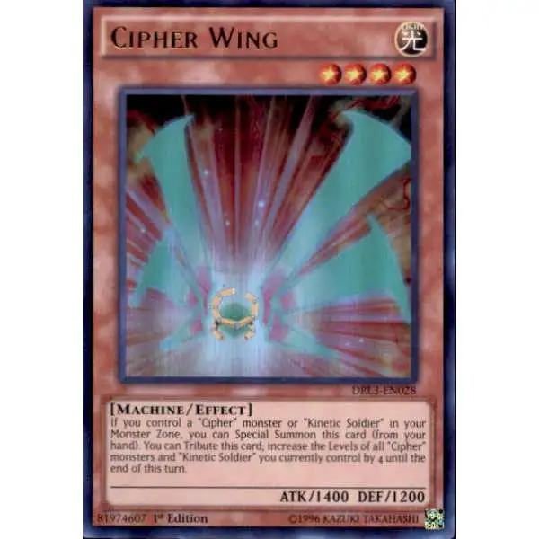 YuGiOh Trading Card Game Dragons of Legend: Unleashed Ultra Rare Cipher Wing DRL3-EN028