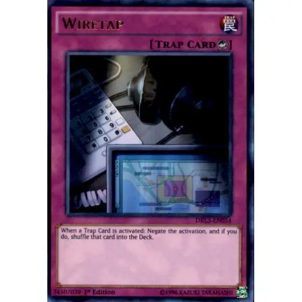 YuGiOh Trading Card Game Dragons of Legend: Unleashed Ultra Rare Wiretap DRL3-EN054