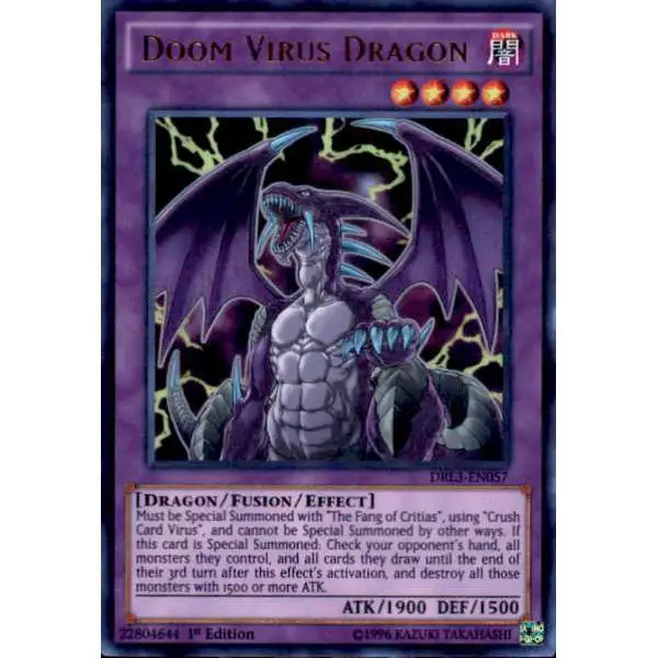 YuGiOh Trading Card Game Dragons of Legend: Unleashed Ultra Rare Doom Virus Dragon DRL3-EN057