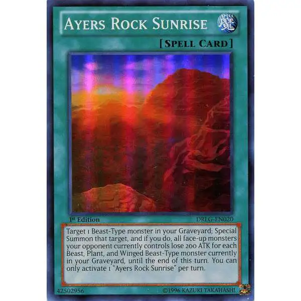 YuGiOh Trading Card Game Dragons of Legend Super Rare Ayers Rock Sunrise DRLG-EN020